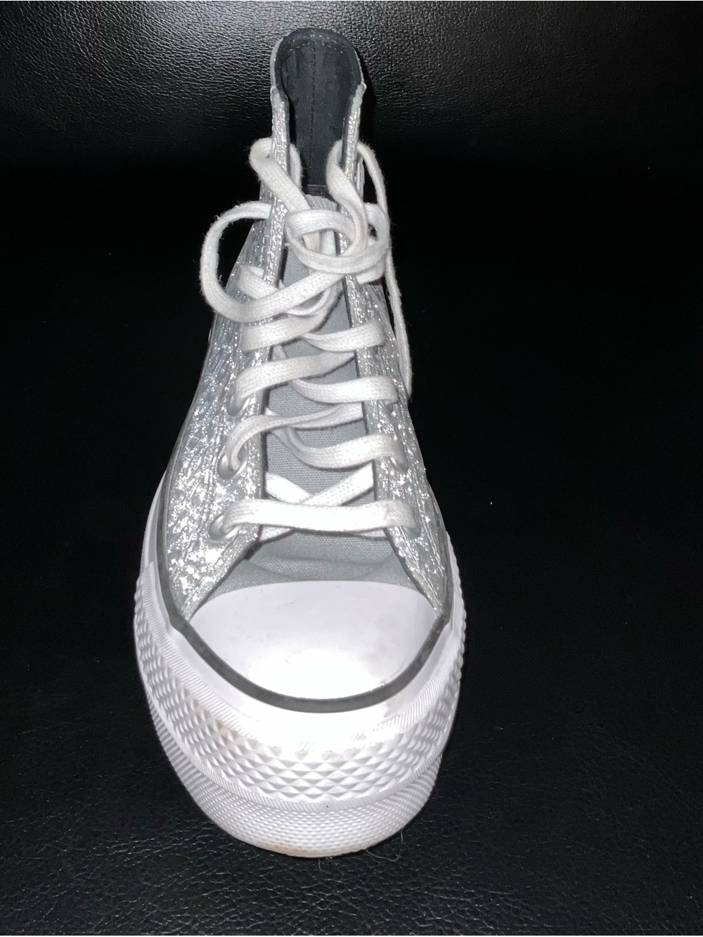 Converse White Silver High-Top Platform Sneaker